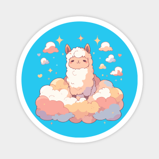 Happy Kawaii Llama Baby In The Night Sky Magnet